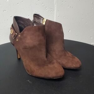 Vince Camuto Brown Leather Suede Venten Upper Ankle Boots Size 6.5M Good Cond